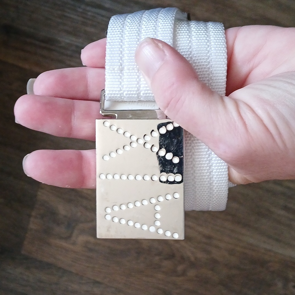 Armani Exchange White Logo Belt.
